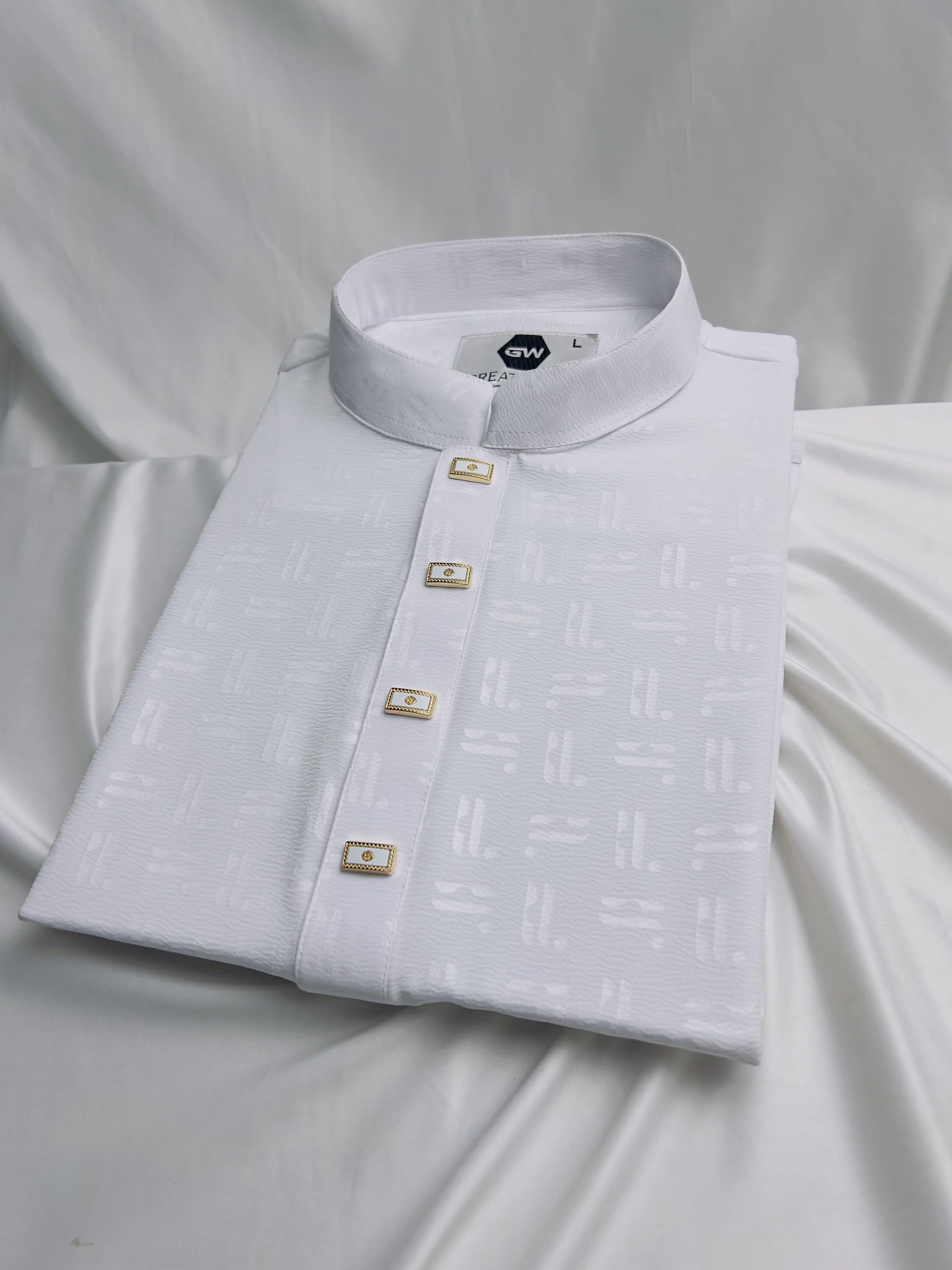 206 (Code: 206)- চায়না জাফরান এমব্রোজ পাঞ্জাবি - Image 1