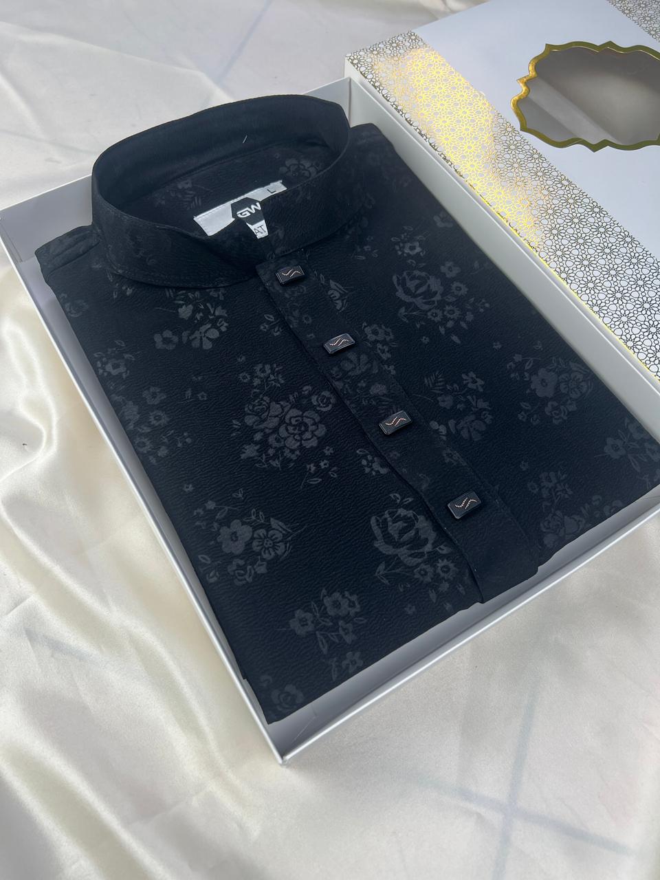 402 প্রিমিয়াম চায়না জাফরান ফেব্রিক্স পাঞ্জাবি (Code: 402) - Image 1