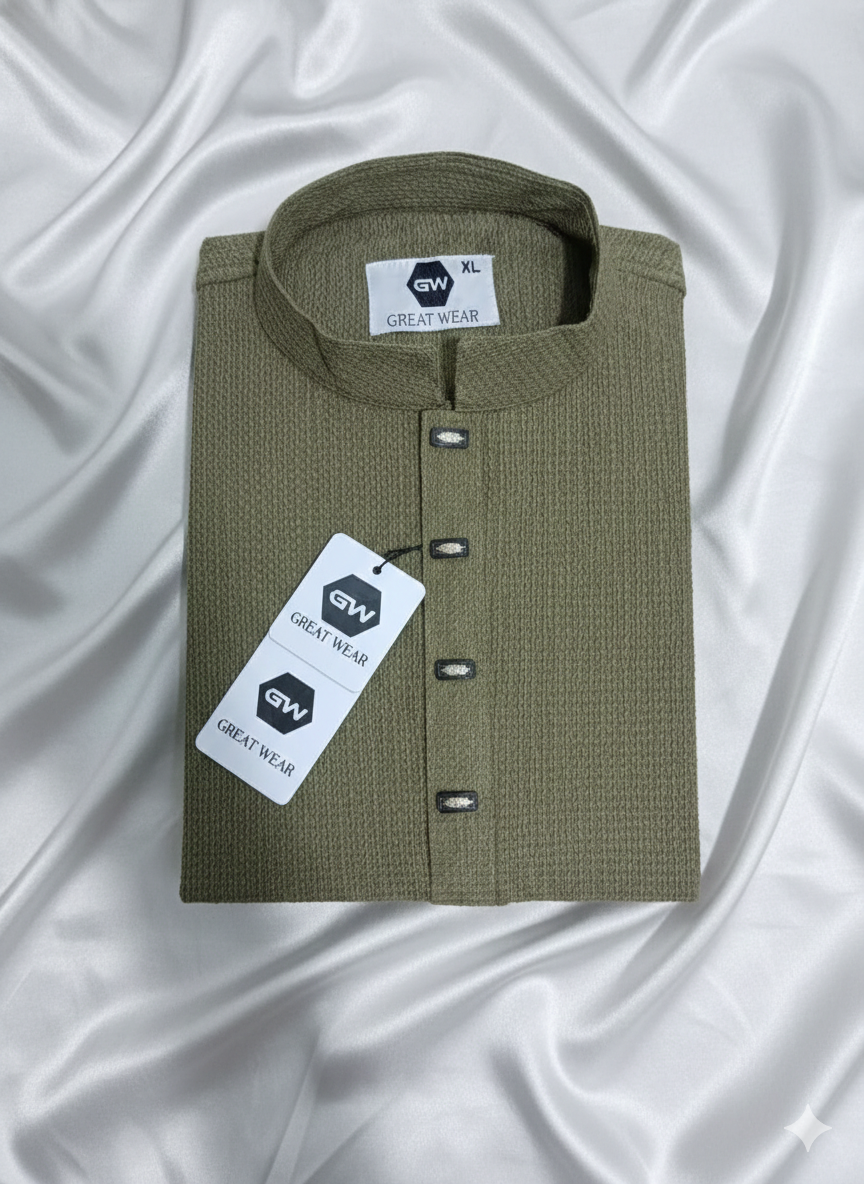 501 (Code: 501)- প্রিমিয়াম চায়না পপকর্ন ফেব্রিক পাঞ্জাবি - Image 1