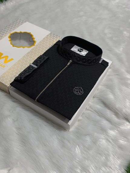 (Code: 802) প্রিমিয়াম পপকর্ন ফেব্রিক জিপার স্টাইল পাঞ্জাবি